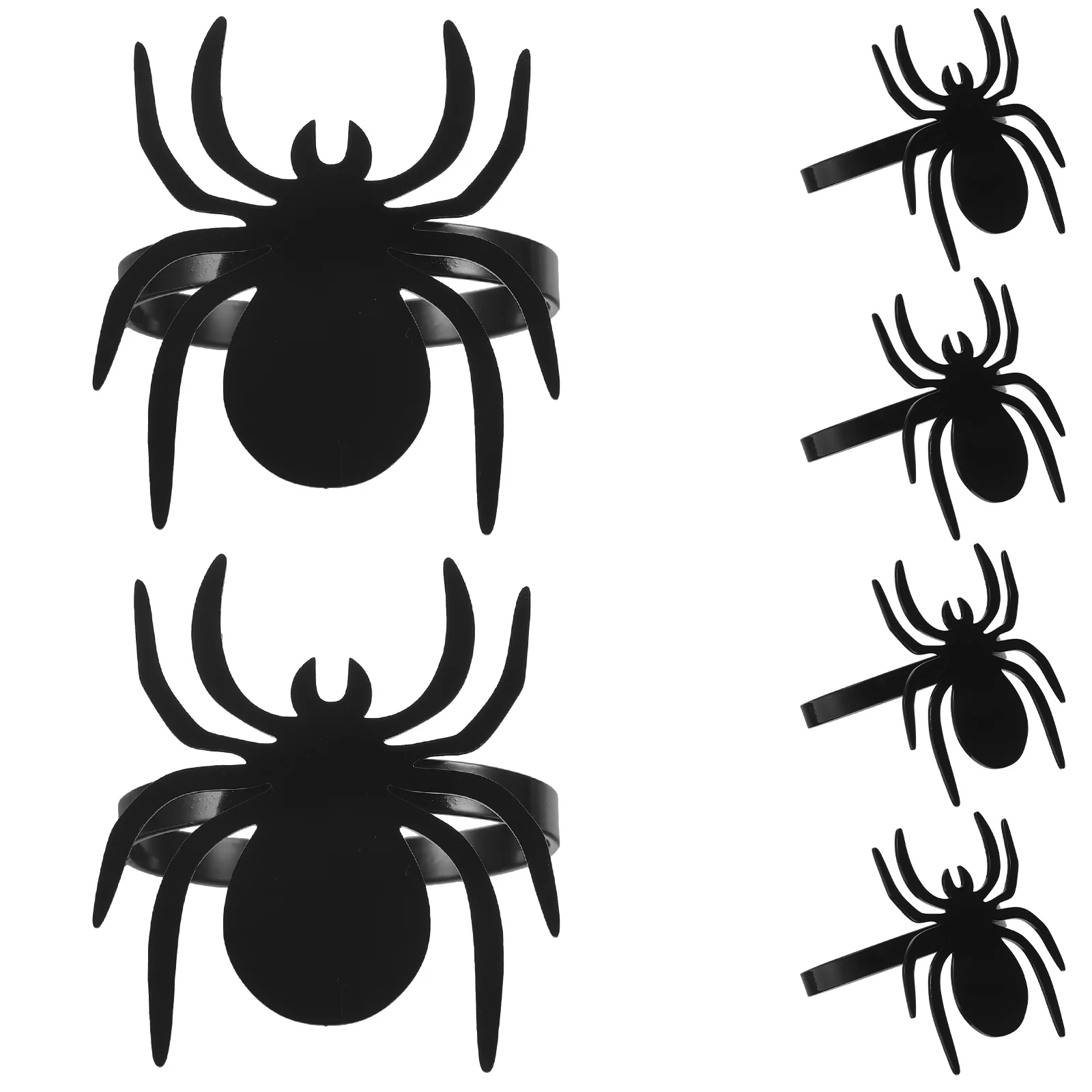 

6 Pcs Napkin Rings Spider Shaped Halloween Lightweight Portable Black Metal Banquet Table Accessories