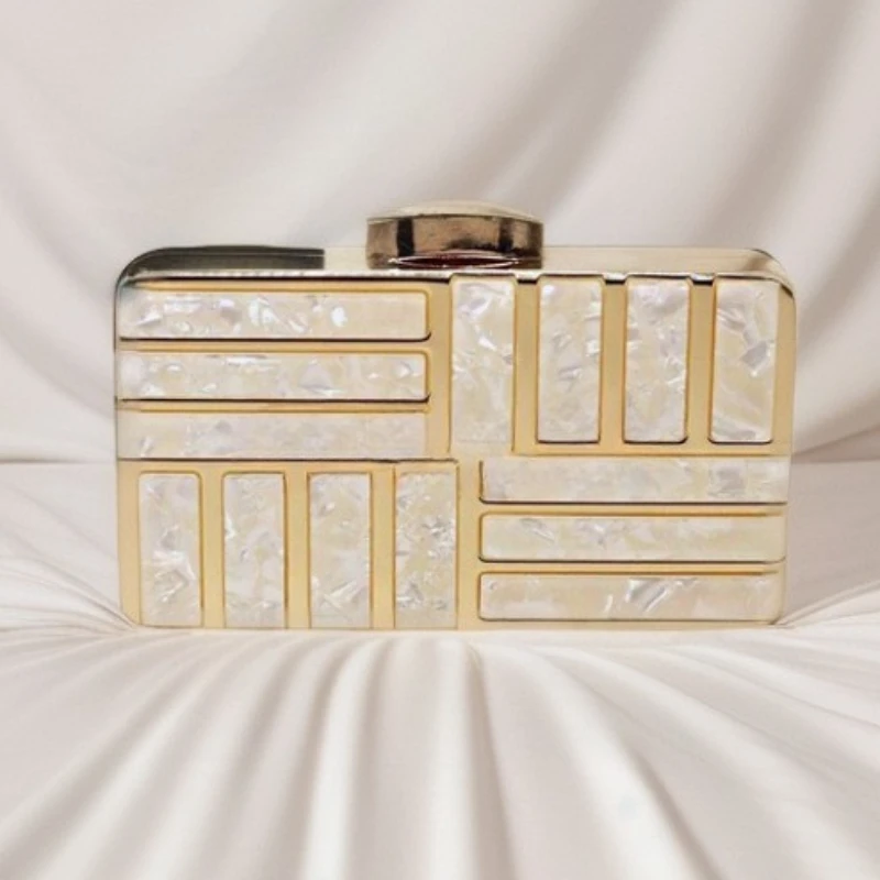 

Acrylic Imitation Shell Diamond Dinner Bag Socialite Simple One Shoulder Handheld Crossbody Luxury Bag Bolsos De Mujer Tendencia