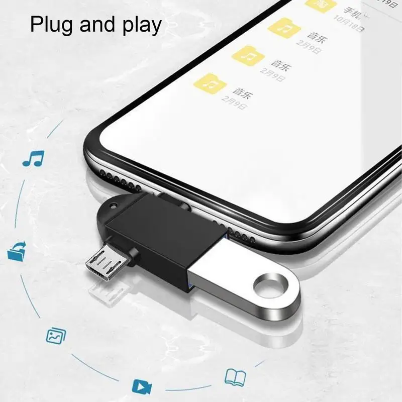 2-in-1 Type-C OTG Adapter USB 3.0 C To Micro USB Type-C Adapter Plug And Play Otg Type C Cable High-speed 480Mbps OTG Converter