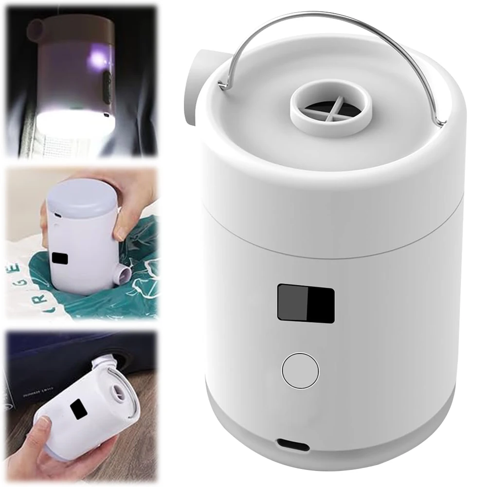 Minibomba de colchón de aire con luz de Camping, inflador/desinflador de 4000mAh, bomba de aire eléctrica para senderismo/bombeo de aire/tienda de iluminación