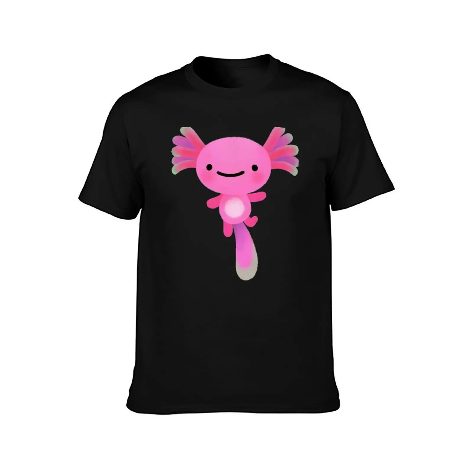 Coral axolotl T-Shirt, Summer Casual Cotton Tee, Oversized Streetwear Tops, Vintage Graphic Print, Loose Fit Short Sleeve