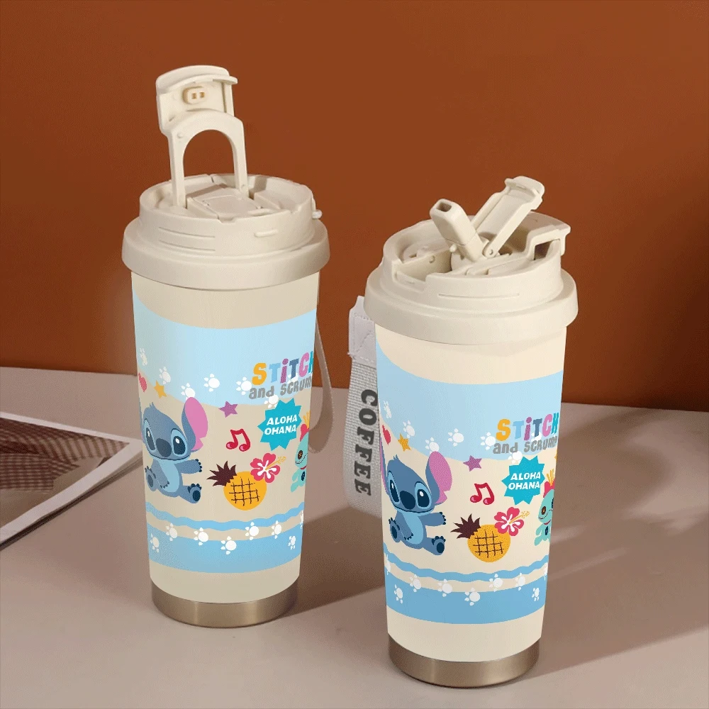 

Stitch Drinking Cup Bottle 304 Stainless Leakproof Hildren Adults Portable Student Water Cup Stitch Series Anime Cartoon Gift