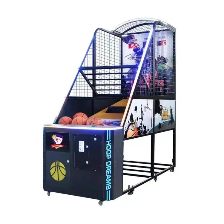 Luxury indoor adult coin operated electronic arcade foldable basketball shooting game machine with ticket redemption