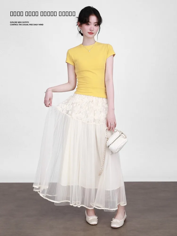 

Tee Galaxy Residents High Waist Petal f Skirt Women's Soft Aosphere Me Skirt Commute Sle Midi Skirt Floral Pattern