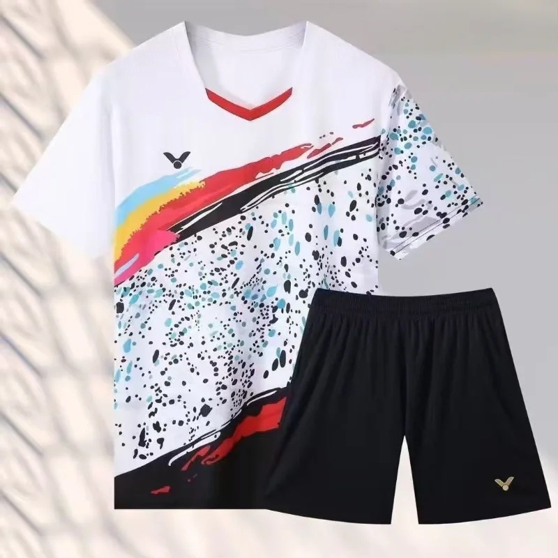 

Новинка для Victory, одежда для тенниса, бадминтона, спортивная футболка с короткими рукавами, удобный дышащий, впитывающий пот крутой топ