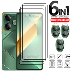 6-in-1 For Tecno Pova 6 Glass For Tecno Pova 6 Tempered Glass Film Full Glue Cover 9H Screen Protector Tecno Pova 6 Lens Glass