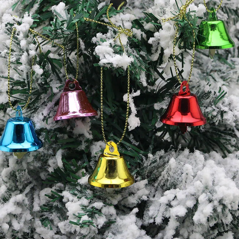 (20pcs/pack)25mm Colorful Bell Pendant Christmas Tree Holiday Party Decoration Handicrafts Creative Collar Bell DIY Wind Chime