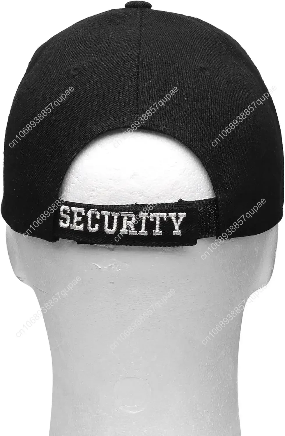 Security Hat Baseball Cap - Gold or White Embroidery Security Front, Bill & Back - Adjustable Size