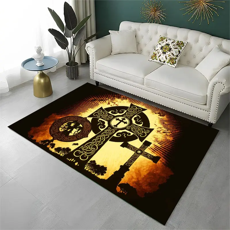Classic Cross Bible Christian Faith Retro Large Area Rug Non-slip Durable Carpet for Bedroom Living Room Sofa Doormat Home Decor