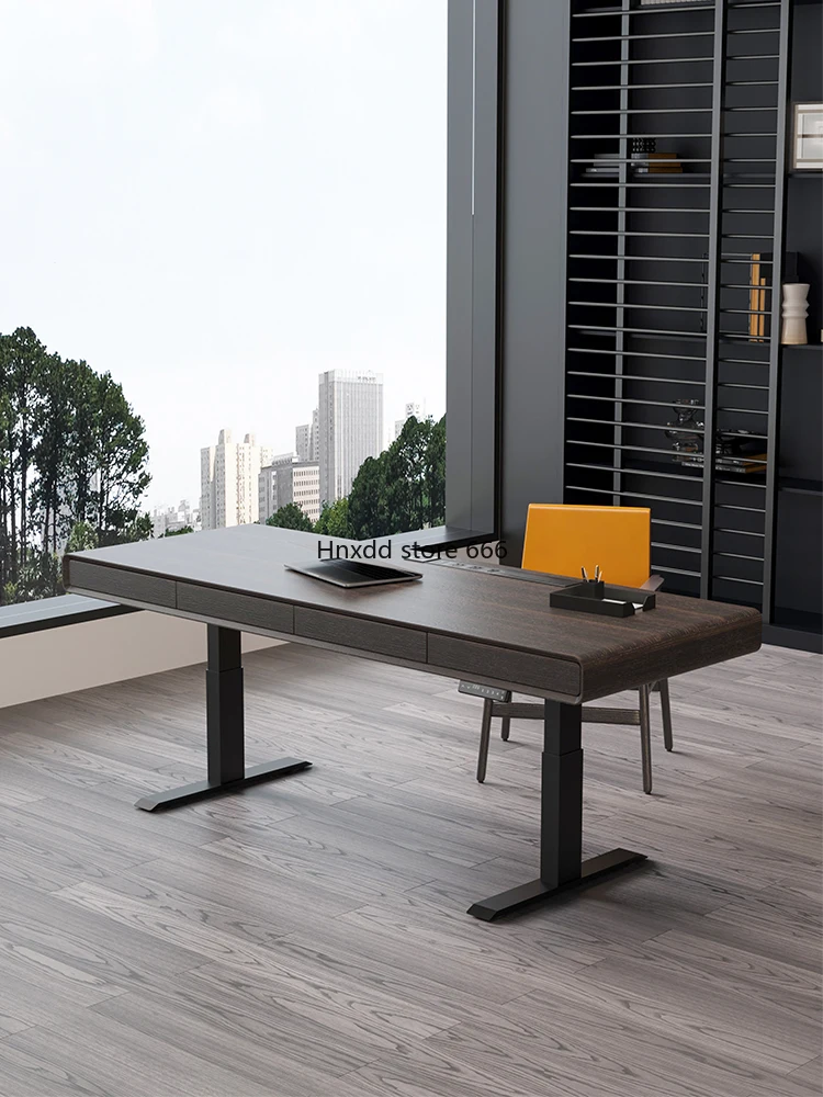 Light luxury modern high-end solid wood intelligent electric lifting desk