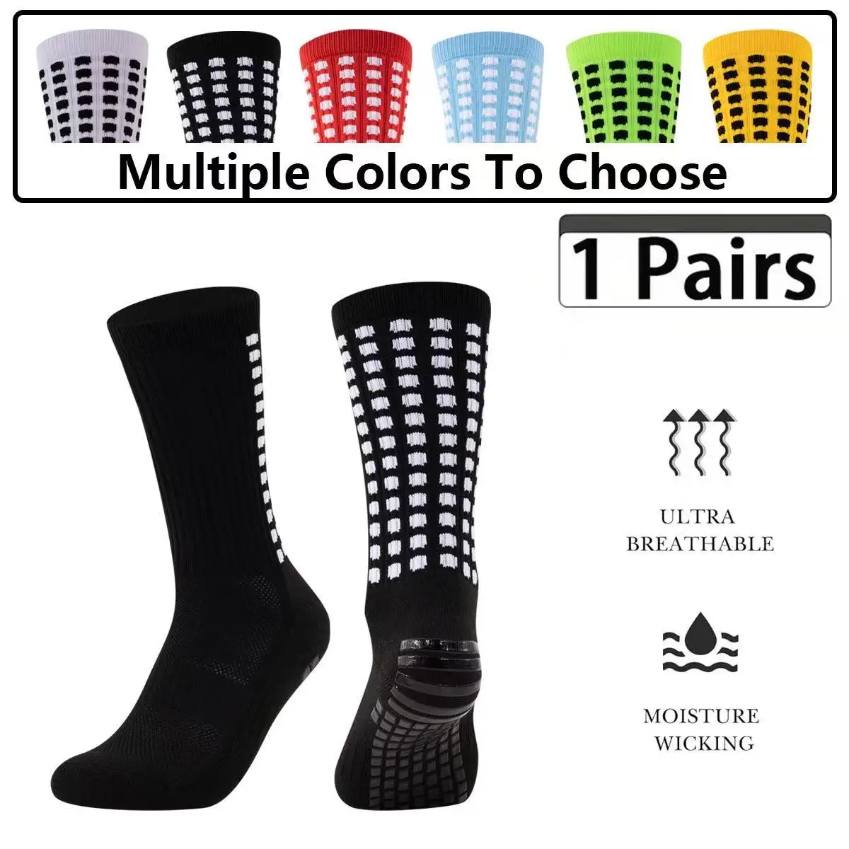 

1 pair of socks football socks men's anti slip hospital yoga anti slip training sports socks