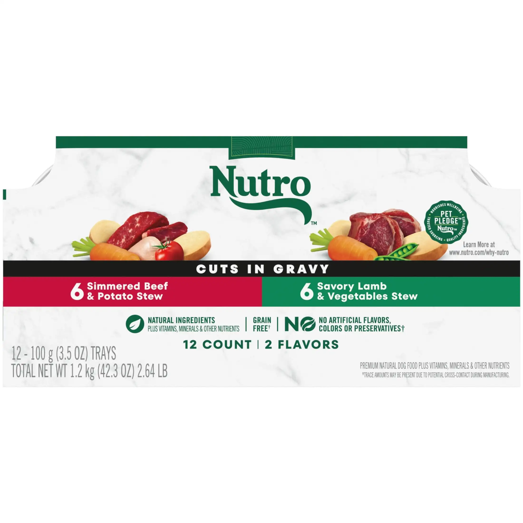 

Nutro Natural Choice Cuts in Gravy Lamb Beef Variety Pack Мокрый корм для собак, лоток на 3,5 унции, упаковка из 12 шт.