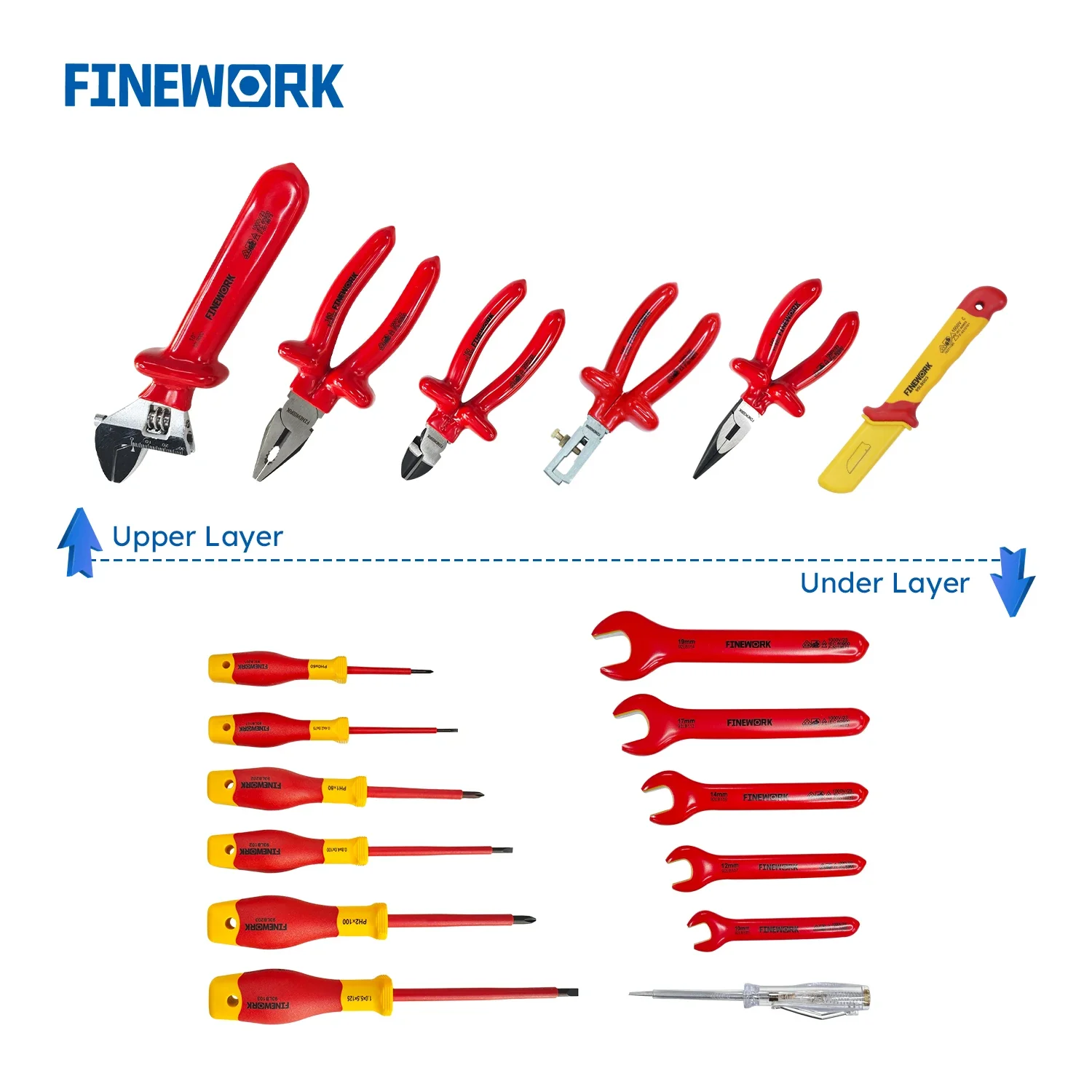 99LB004 Professional Electrician Finework Mechanic 1000V Hand 18PCS VDE Insulated Tool Set