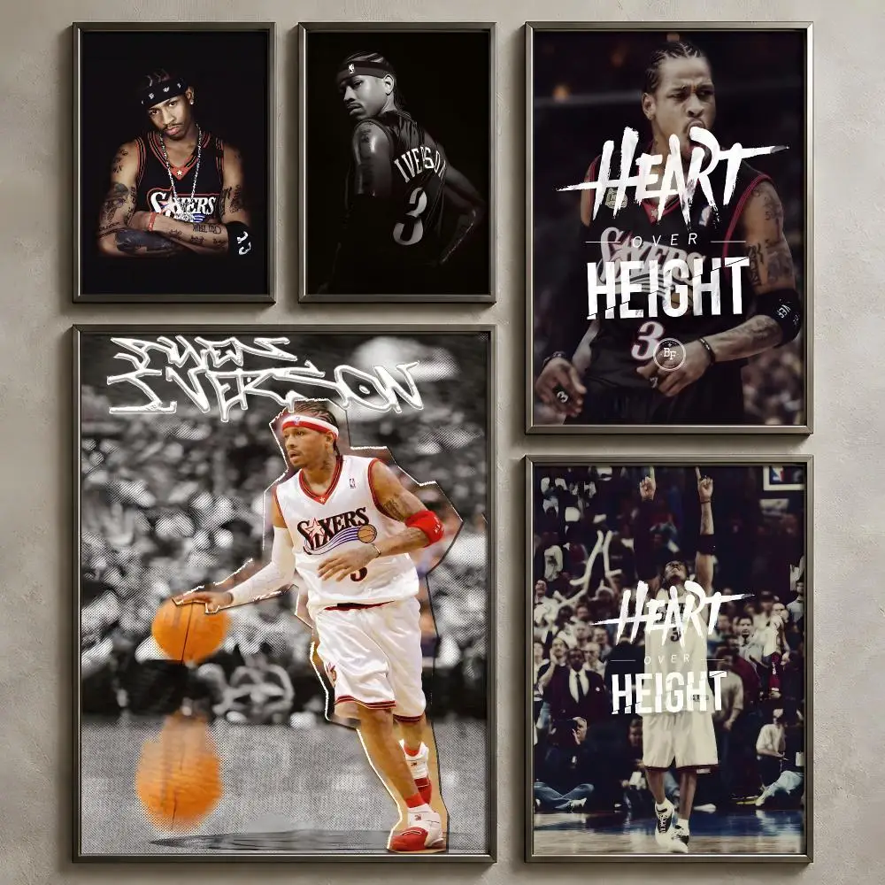 Basketball A-Allen Iverson Poster Vintage Self-Adhesive PP Wall Decor Art Artistic Home Bar Bedroom Decoration Gift