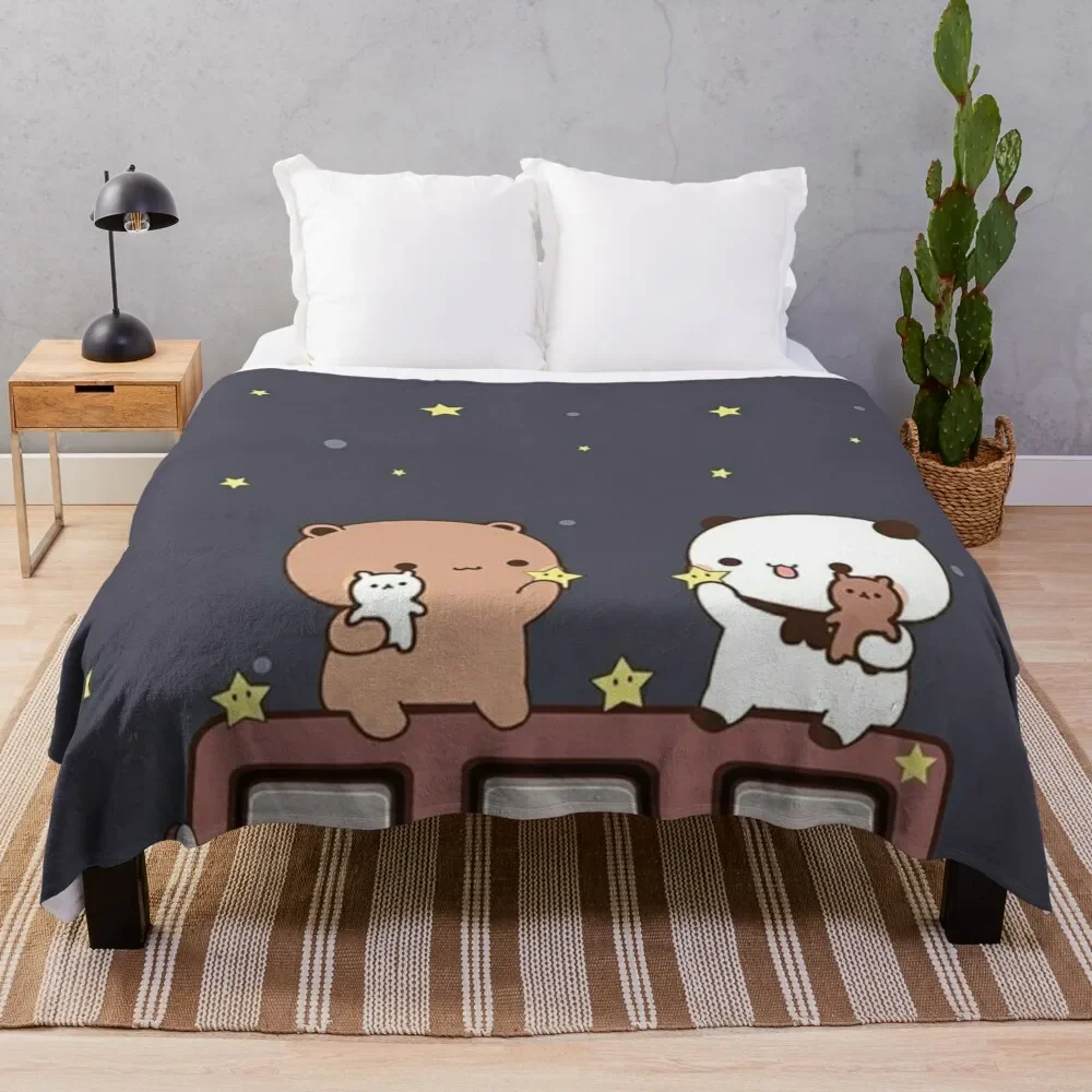 

Bubu and Dudu Watching The Moon Together Throw Blanket Plush halloween Flannel Fabric Blankets