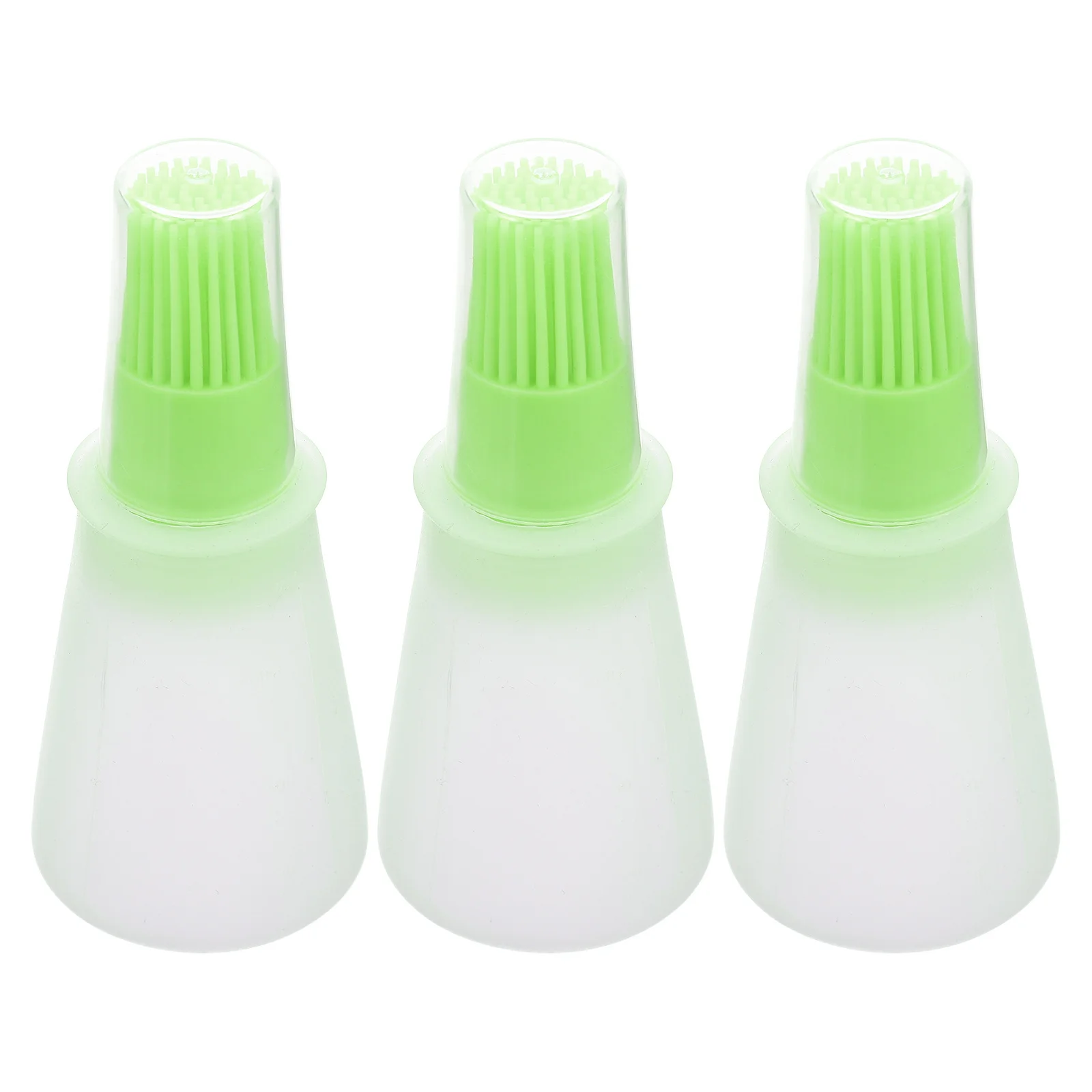 

3Pcs Oil Bottle Brush Silicone Transparent Design Leakproof Cap for Kitchen Barbecue Bbq Pastry Cooking Basting Dispenser Tool