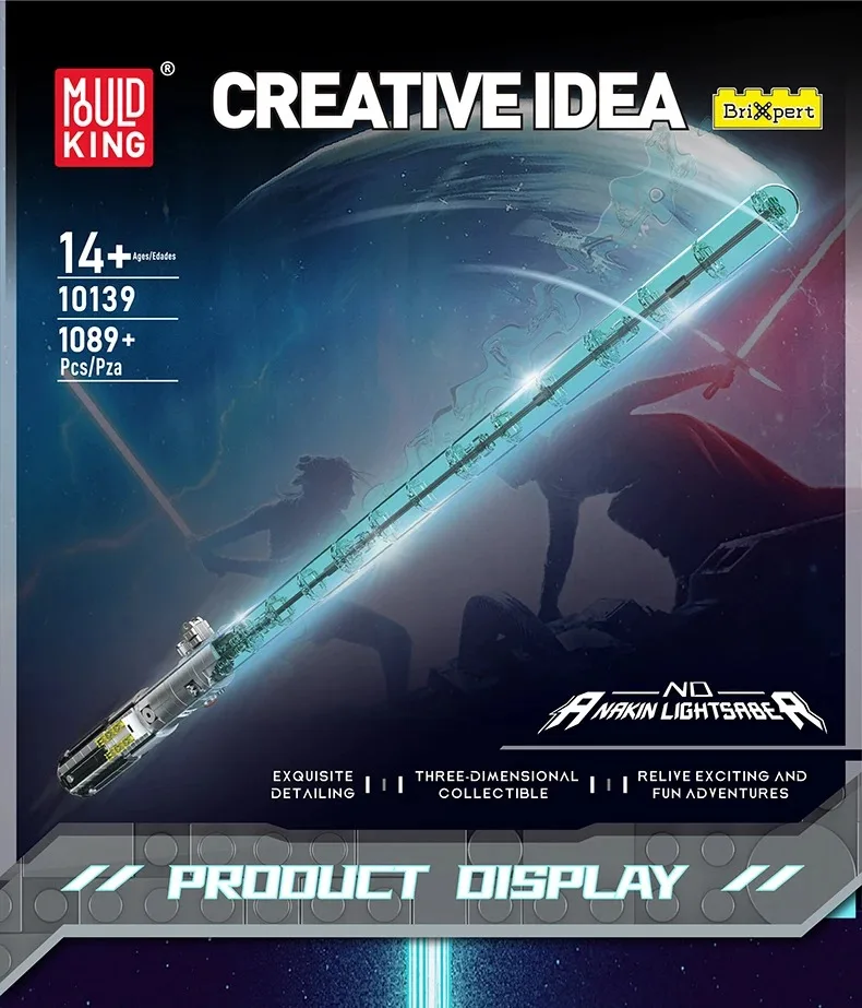 Mandalorian Darksaber Kit modello di assemblaggio di piccole particelle Set di blocchi di costruzione con luci Giocattoli fai da te per regali di Natale