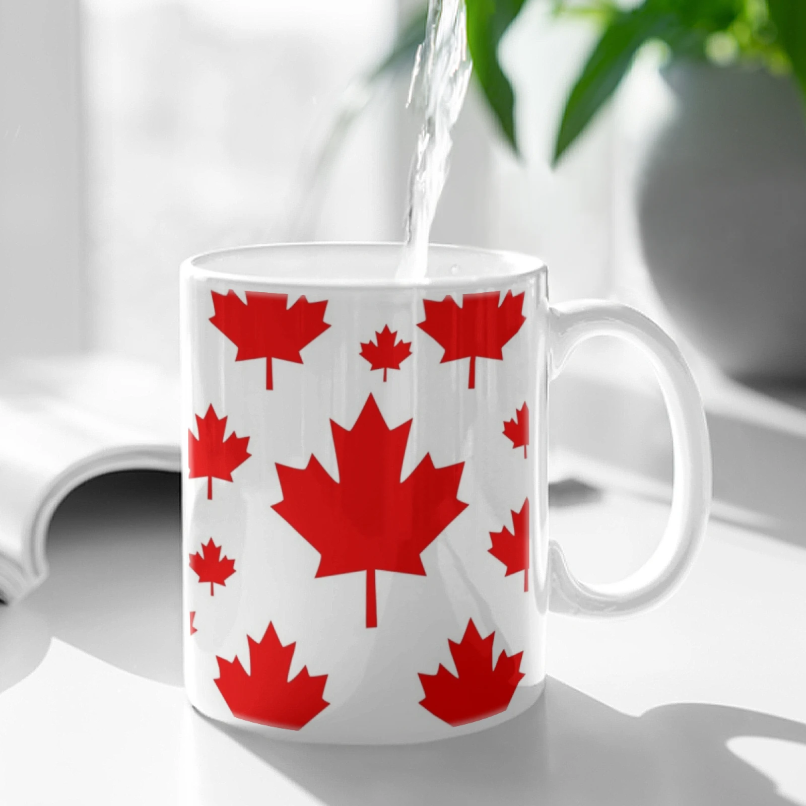 Canada Maple Leaf Flag Emblem White Mug Coffee Cups Gift 11 Oz Mug Milk Tea Mug Canada Canadian Sports Toronto Vancouver