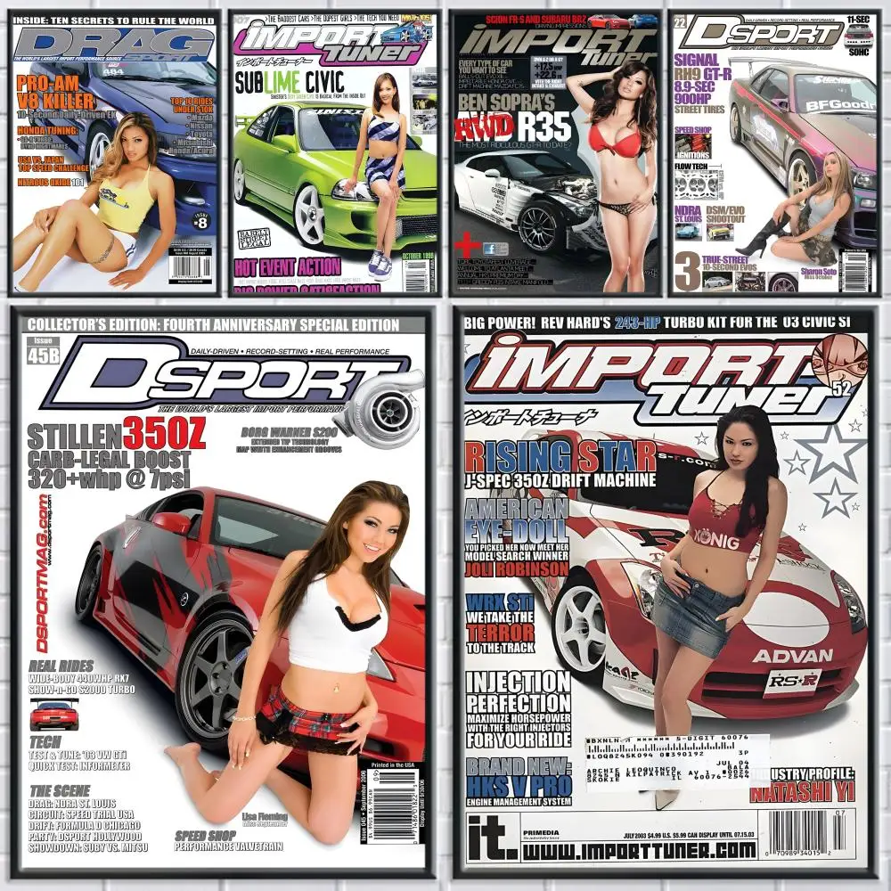80S Japanese Cars GTR JDM Racing Magazine Poster Canvas painting with prints Home bedroom living room decoration gift