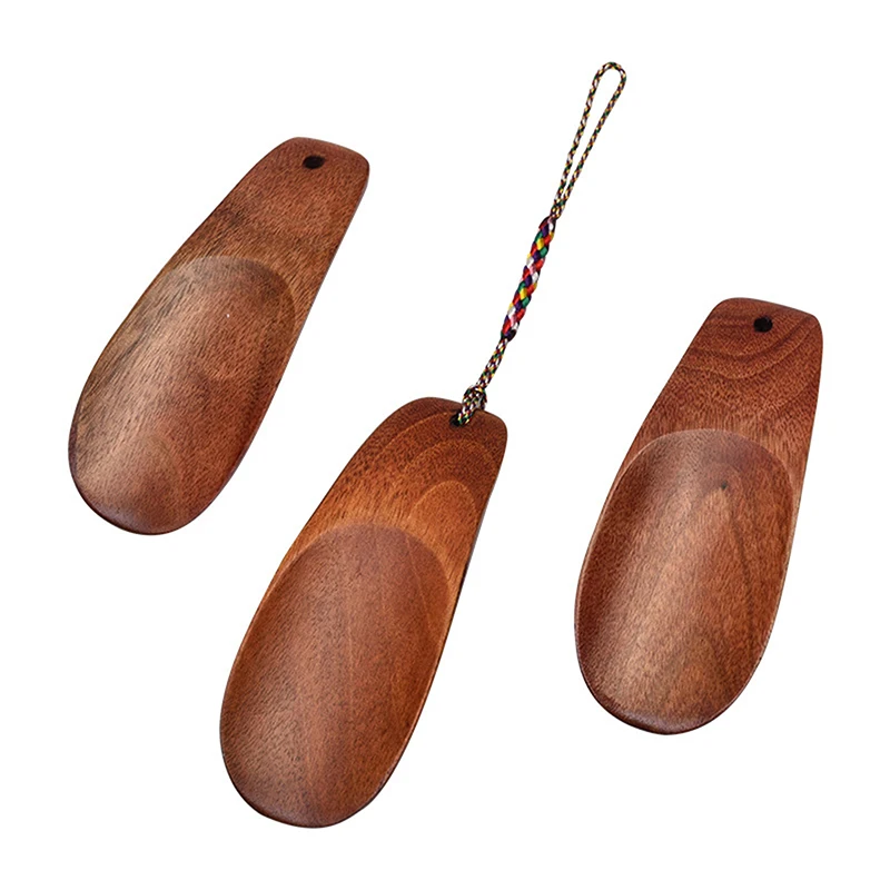 1PCS Portable Solid Wood Shoehorn Natural Wooden Shoe Horn Craft Long Handle Shoe Lifter Shoes Accessories