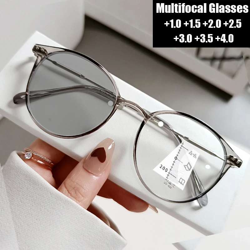 Finished Photochromic Presbyopia Sunglasses Fashion Outdoor Progressive Multifocal Eyeglasses Prescription Hyperopia Eyewear