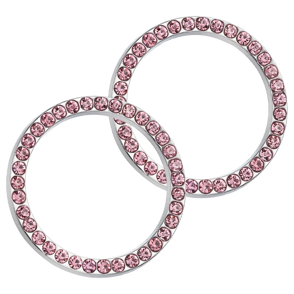

2Pcs Engine Start Stop Button Cover Push to Start Rhinestone Decoration Ring Car Accessories Interior Enhancer
