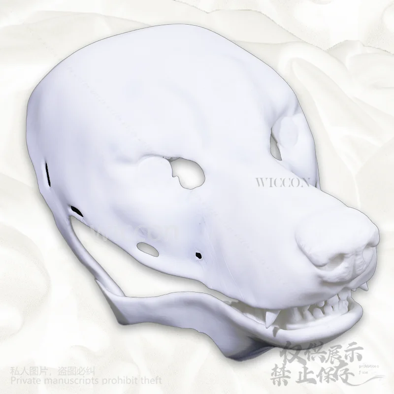 Anime berbulu Cosplay anjing Kigurumi Base Beast Skull Mask 3d Printing untuk Halloween Natal pesta Furrysuit Wanita Pria disesuaikan