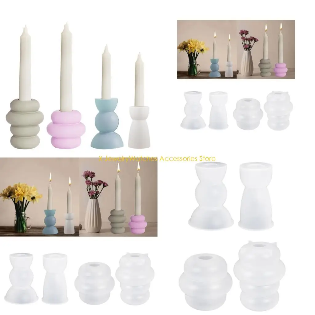 

31KD Crystal Resin Molds Round Taper Holder Silicone Mold Candlestick Castings Mould for Dinner Table Centerpieces