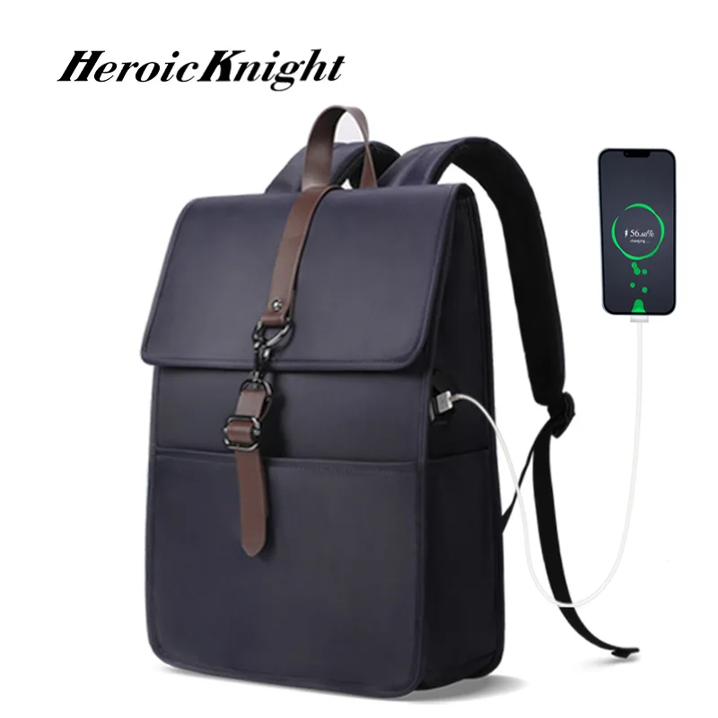 Heroic Knight Vintage Men\'s Backpack 15.6 Inch Laptop Bag Women USB Charging Port Waterproof Men\'s Backpack Buisiness Backpack