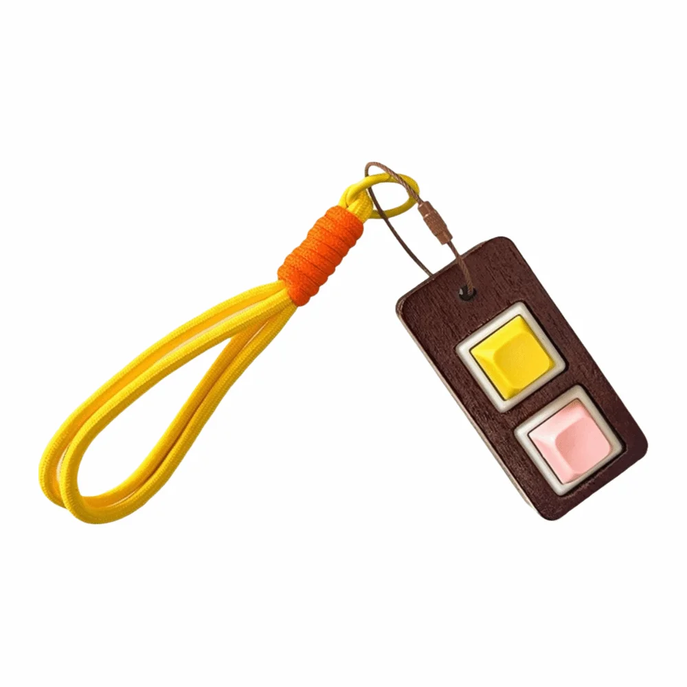 Wooden Material Wooden Fidget Keychain Push Button Press Stress Relief Pendant Squishy Texture Clicker Mechanism