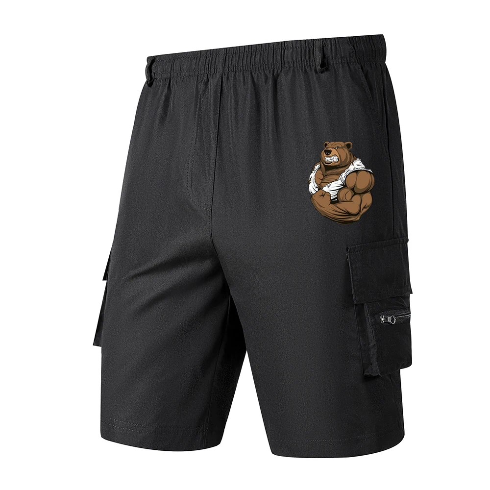 

Bear Print Men's Cargo Shorts Summer Outdoor Sports Basic Men's Tactical Shorts Loose Fit Large Pocket Cargo Shorts