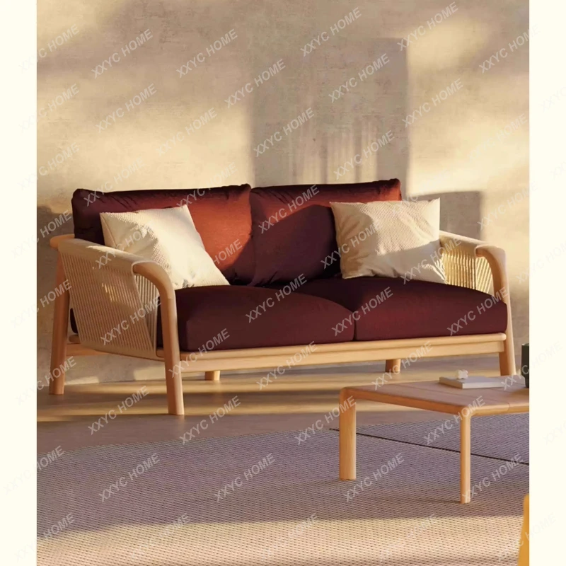 

Q R2 Sofa Courtyard Villa Teak Wood Anti-Corrosion Outdoor Waterproof