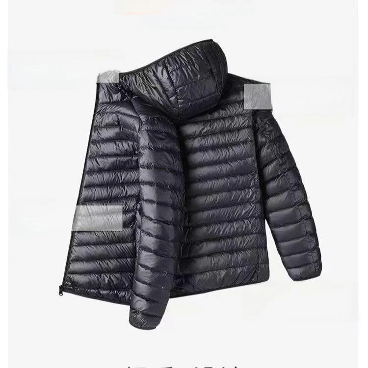 

Ultra-Thin down Cotton Jaet Men's Autumn Winter Faionable Hooded Lightweight Outerwear Sli Versatile Coat for Men