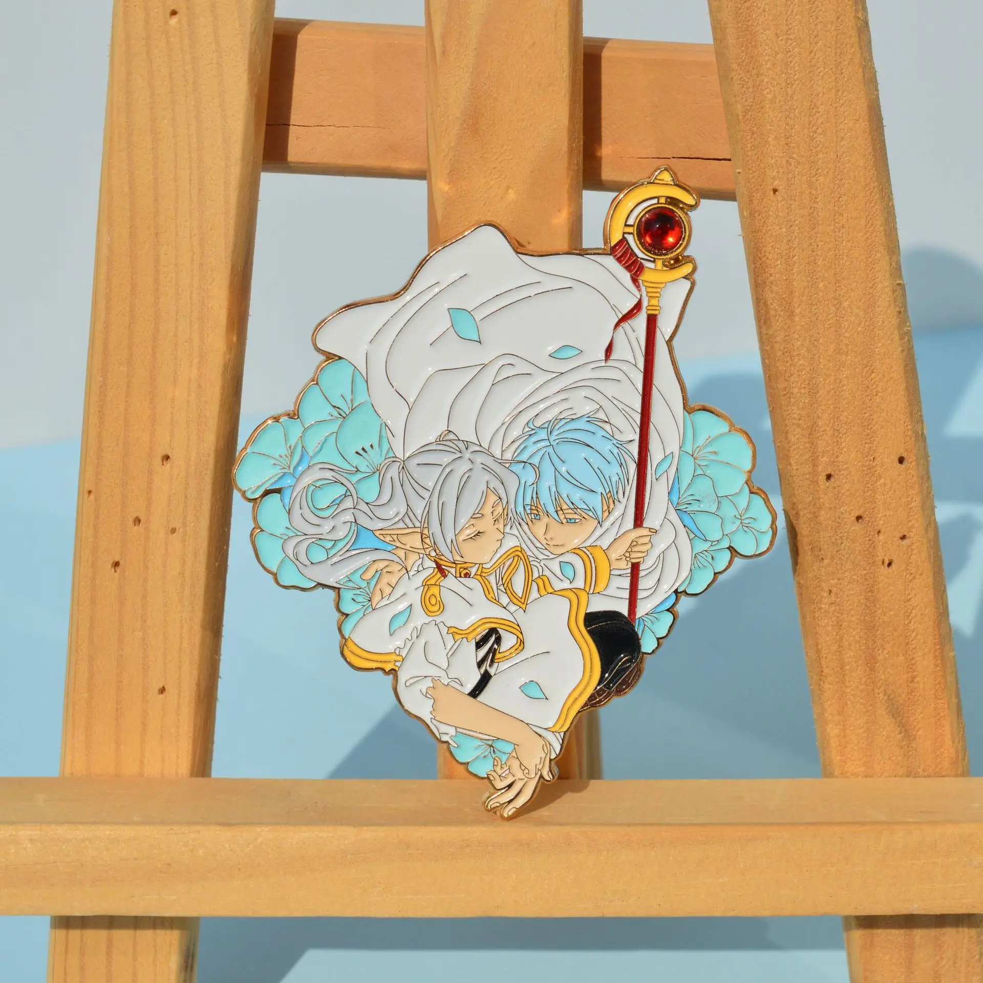 Frieren: Beyond Journey's End Luminous Pendant Pins Himmel Brooches Anime Badges for Backpack Clothing Lapel Cosplay Toy Decor