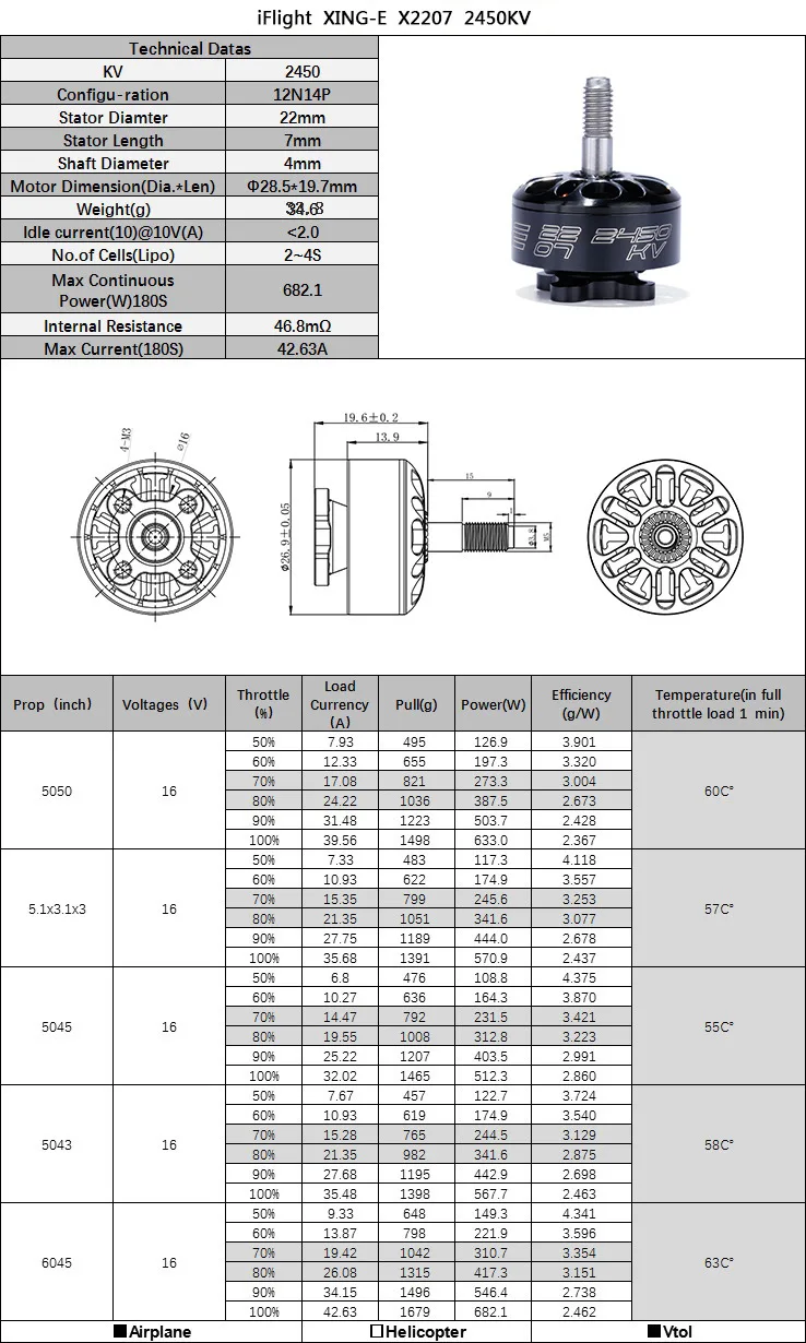 4 Stück iFlight XING E 2207 1800KV 6S / 2450KV 2750KV 4S Bürstenloser Motor für FPV Racing Drone Teile Multicopter Fernbedienung – Detail 3