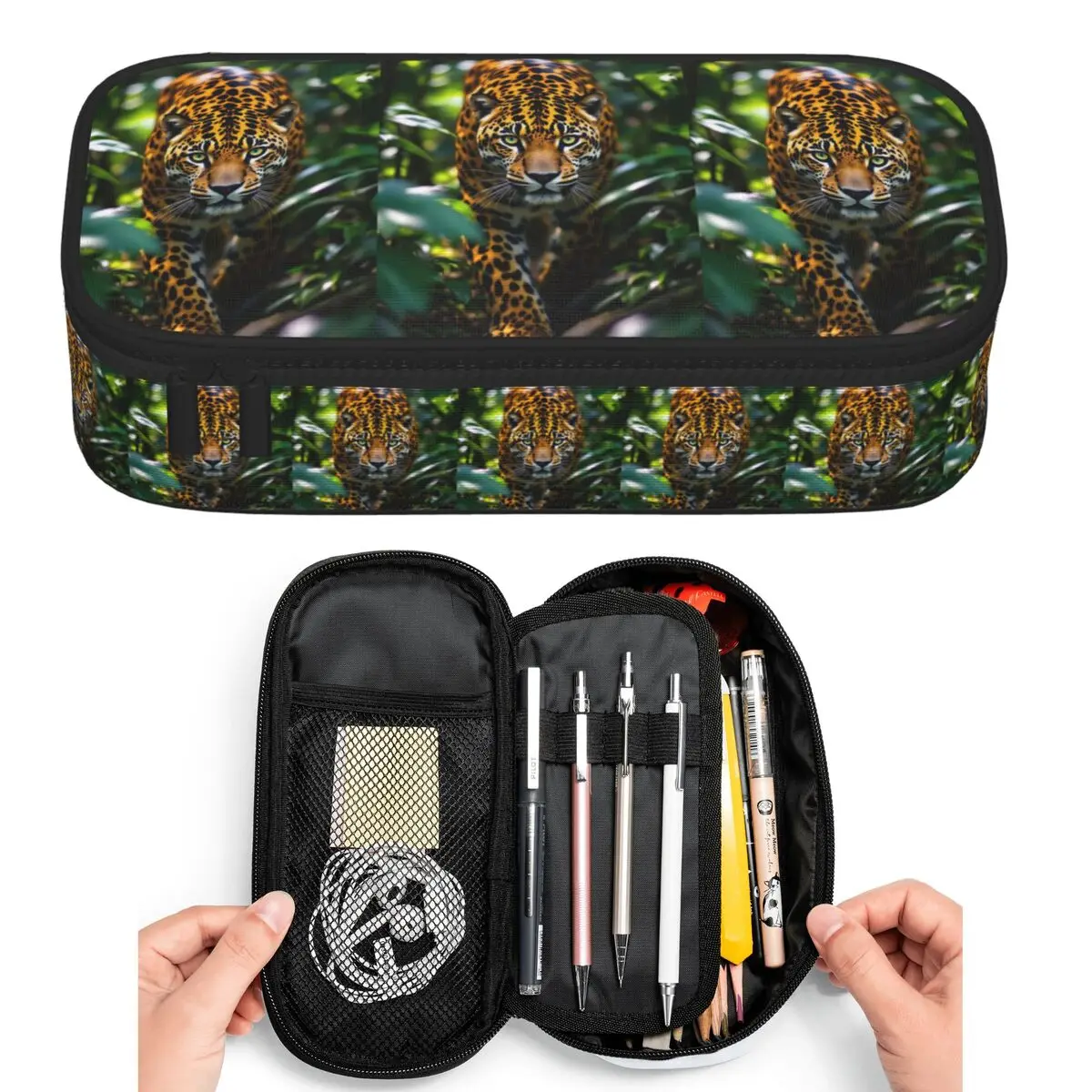 Leopard Face Print Pencil Cases for Student Pen Box Pencil Bag Large Storage Pencil Pouch Pen Holder