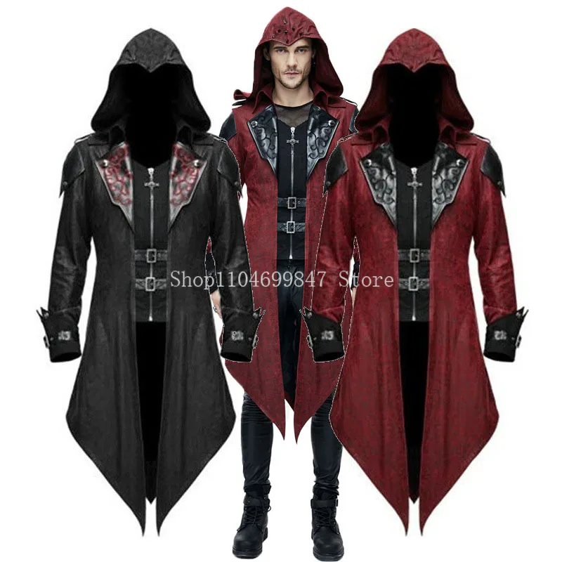 

Костюмы для косплея Assassins Edward, средневековая игра в стиле стимпанк, куртка с капюшоном, фрак для вечеринки на Хэллоуин, костюм эпохи Возрождения для мужчин