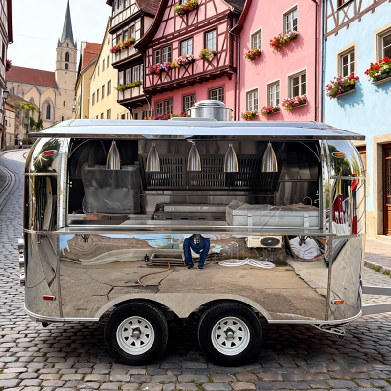 

Street Mobile Food Truck Trailer Hot Dog Burger Tacos Roasted Chicken Pasta Hamburgers Perfume Food Trailer for Sale