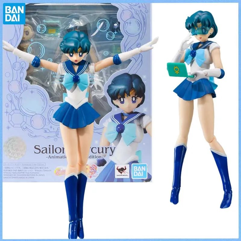 

BANDAI SPIRITS SAILOR MOON SHF SAILOR MERCURY Animation Color Edition Аниме фигурка Передвижная игрушка Фигурка Кукла для коллекционеров
