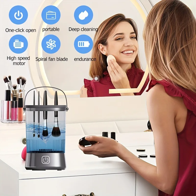 Portable Electric Makeup Brush Washing Machine Touch Timing Panel Fast Clean Air Dry Fit Brushes Beauty Tool Cleaner