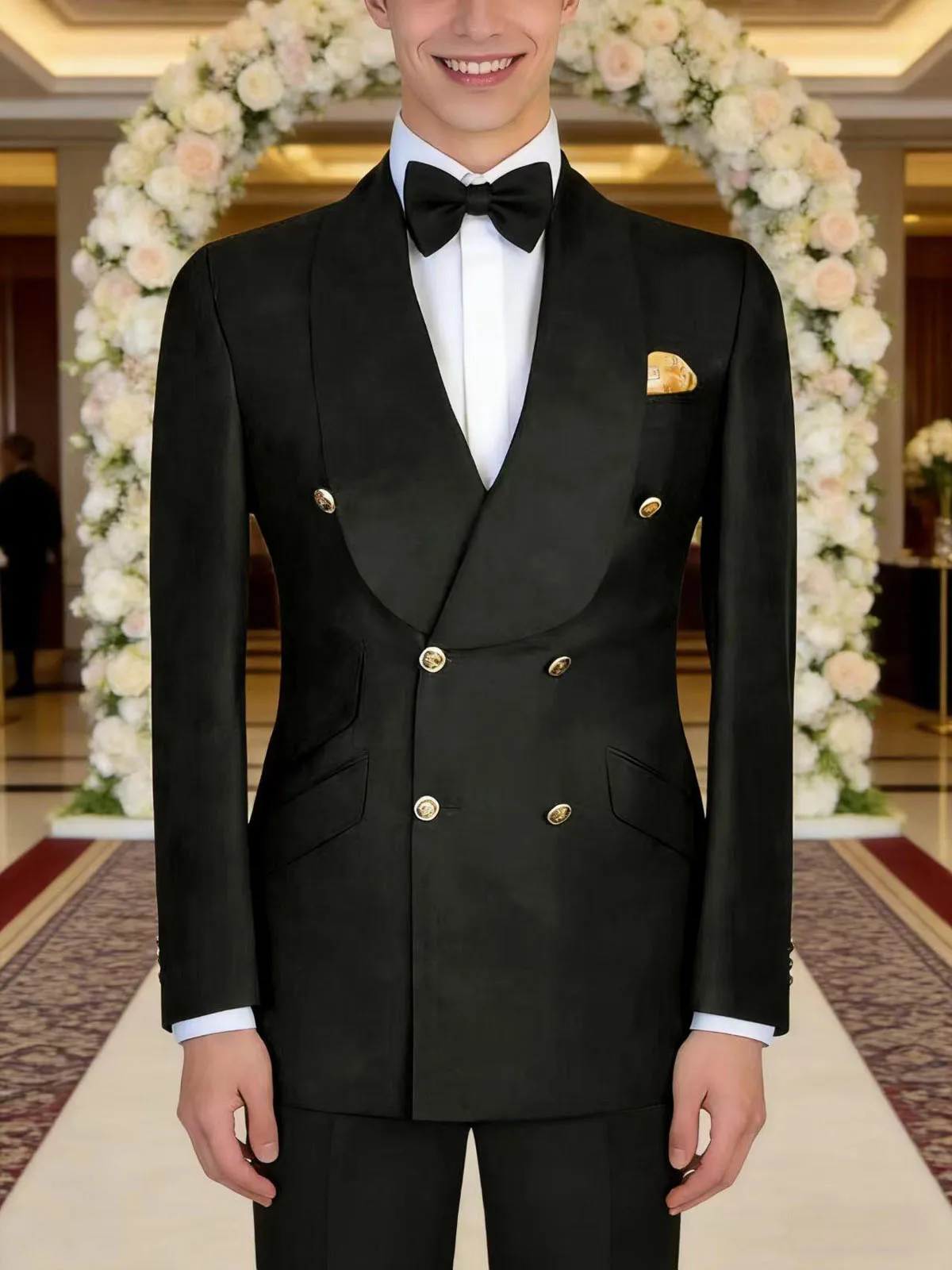 

Luxury Men's Double Breasted Blazer Slim Fit Shawl Lapel Formal Suit Jacket for Wedding Business Prom Tuxedo Coat Spring Summer