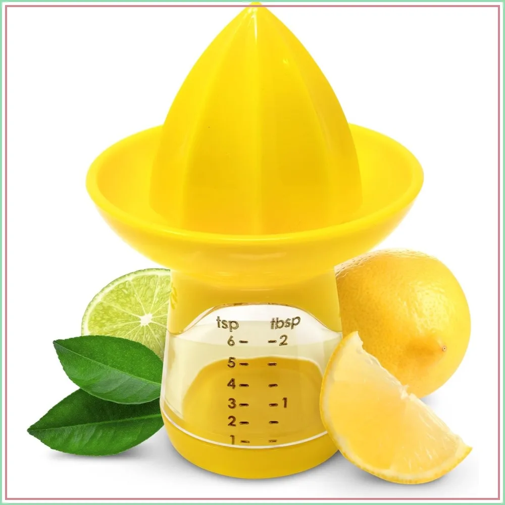 

Small Citrus Hand Juicer with Built-In Measuring Cup, 1oz/30ml, Easy to Strain & Store, BPA-Free, Dishwasher Safe