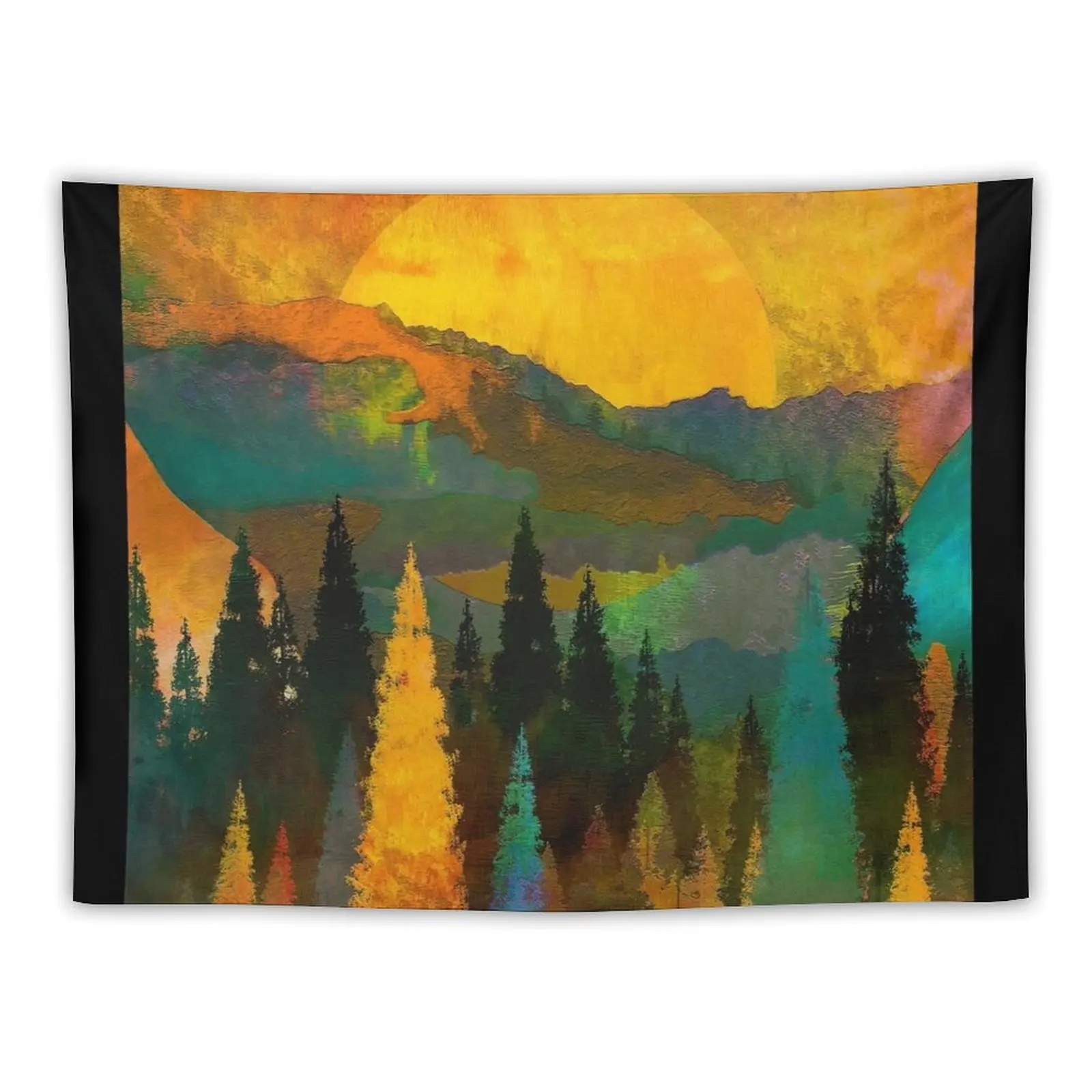 

Abstract Tree and Mountain Mixed Media Tapestry Bedroom Decor Aesthetic Wall Decoration Items Wall Deco Tapestry