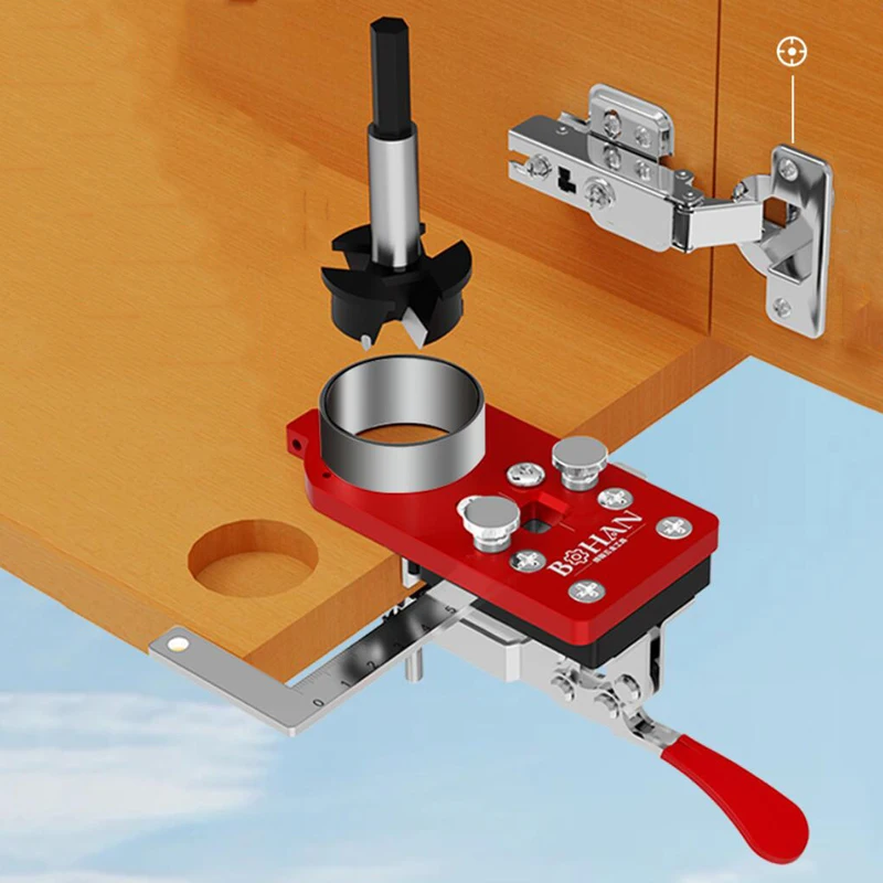 Hinge hole opener auxiliary punching limiter aluminum alloy woodworking cabinet door hinge positioning and installation tool