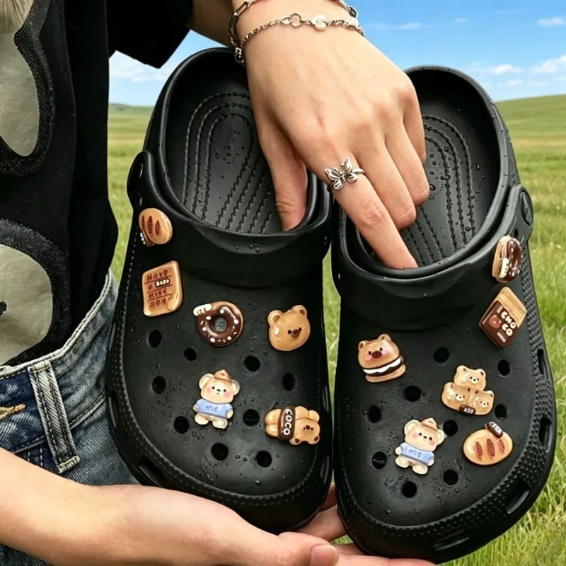 Cute Little Bear Set Series Shoe Charms ABS Material for Clogs DIY Slides Sandals Garden Shoe Buckles Decorative Pins Gifts