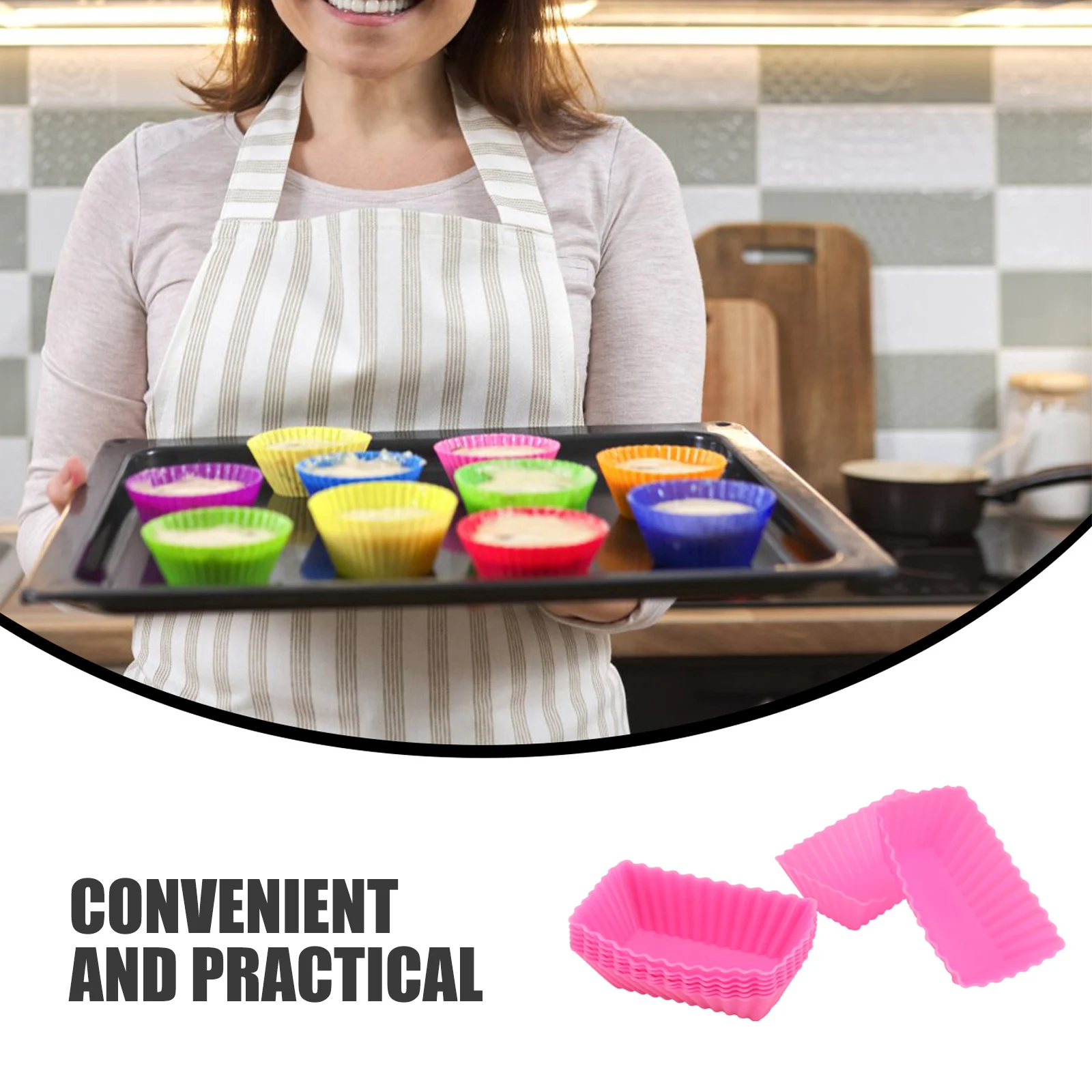 

8Pcs Silicone Cupcake Cups Square Muffin Molds Heat Resistant Non-Stick Baking Molds Home Cupcake Moulds Muffin Moulds