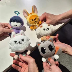 13CM KPOP Idols Yeonjun Beomgyu Cartoon Figure Plush Toys Keyring Fox Cat Cute Animals Stuffed Doll Keychains Boys Girls Gifts