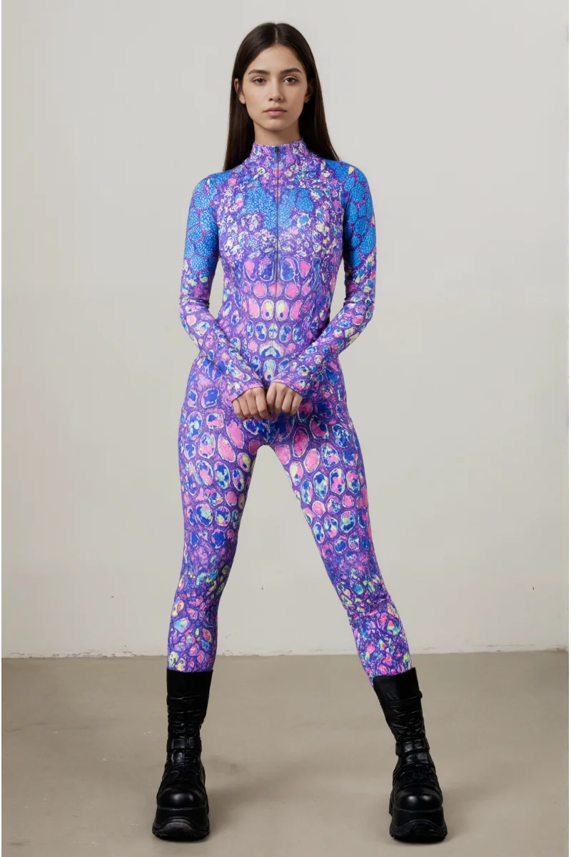 IOOTIANY Damen Schmetterling-Schlangen-Bodysuit Catsuit Tribal Halloween Party Rave Jumpsuit Festival Cosplay Performance Zentai – Detail 4