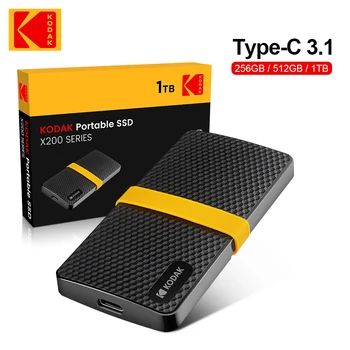 KODAK X200 외부 SSD 하드 드라이브 HD Externo 1TB USB3.1 미니 휴대용 SSD 256B 512GB 1TB 노트북 Smartphone PS4 PC MAC TV 