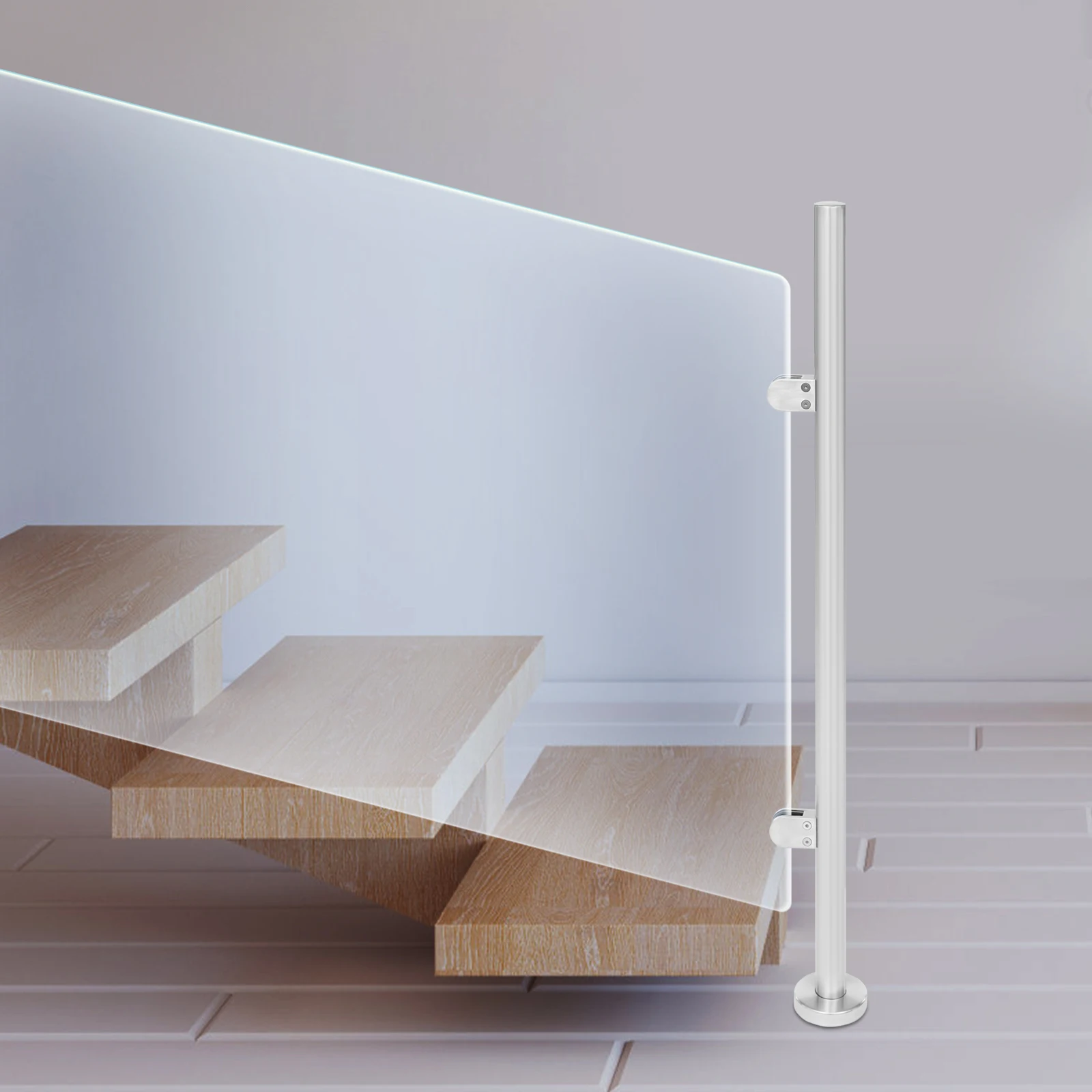 Silver 316 Stainless Steel 110 cm Balkenende Pfeiler Splleiß-Prozess Tragen 176 Pfund Glass Balkenpfosten